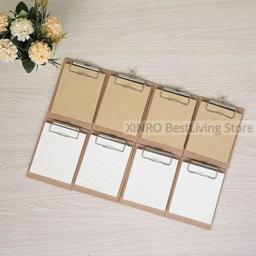 10Pack Kraft Paper 50Sheets Notepad Grid Lined Dot Blank 10x13cm Clipboard Metal Profile Clip Hardboard Retractable Hanging Loop
