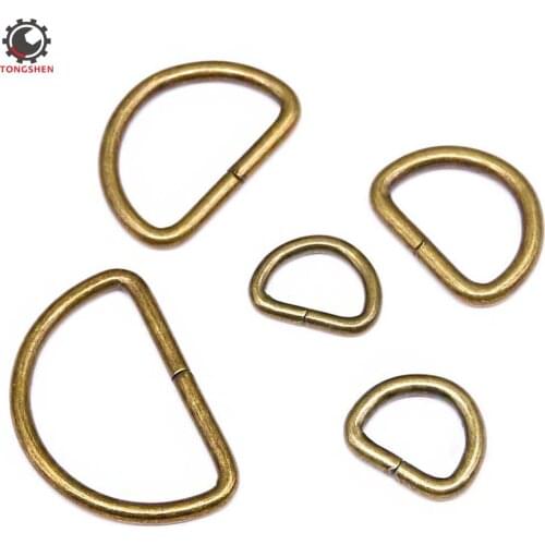 100Pcs Bronze Assorted Multi-Purpose Metal D Ring Semi-Circular D Ring for Hardware Bags Ring Hand DIY Accessories