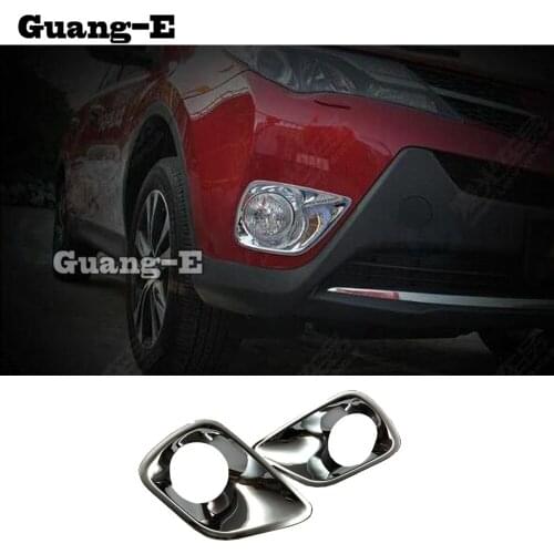 High Quality For Toyota RAV4 2014 2015 2016 Car Body Head Front Fog Light Lamp Frame Stick ABS Chrome Cover Trim 2pcs