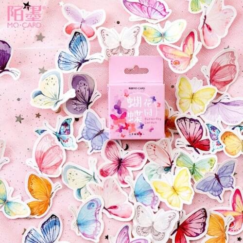 20Pack Pink Butterfly garden Mini box sticker scrapbooking Cartoon scrapbook decoration wholesale 4CM