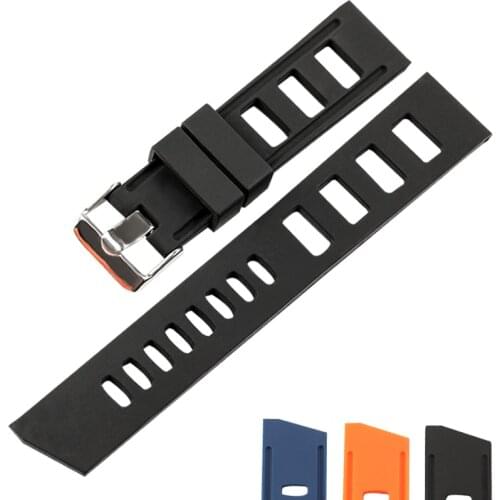 2020 New Arrival Mens Silicone Strap 20mm Black 22mm Watch Bands For Mechanical Watch Waterproof Silicone Replacement Strap