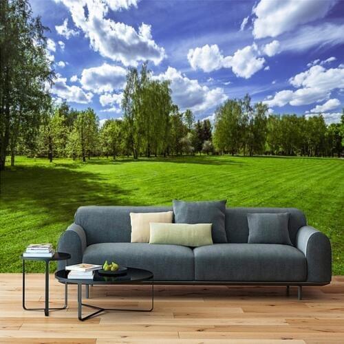 Custom 3D Photo Wallpaper Blue Sky White Clouds Green Grassland Nature Landscape Mural Wall Painting Living Room Decor Wallpaper