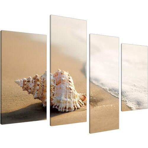 4 Panel Wall Art Canvas Beige Bathroom Canvas Wall Art Pictures Shell workart Print On Canvas For Home Decor Drop shipping
