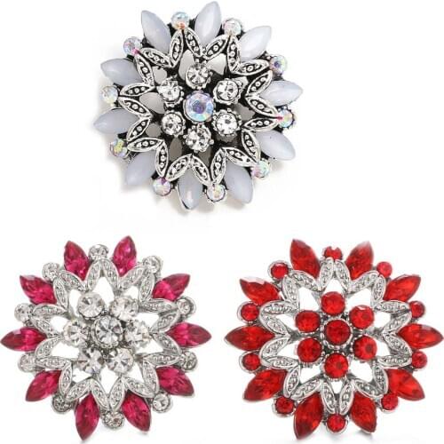 5pcs/lot New Snap Jewelry 18mm Snap Buttons Mixed Silver Color Metal Flower Snaps Buttons for Snap Bracelet Bangle