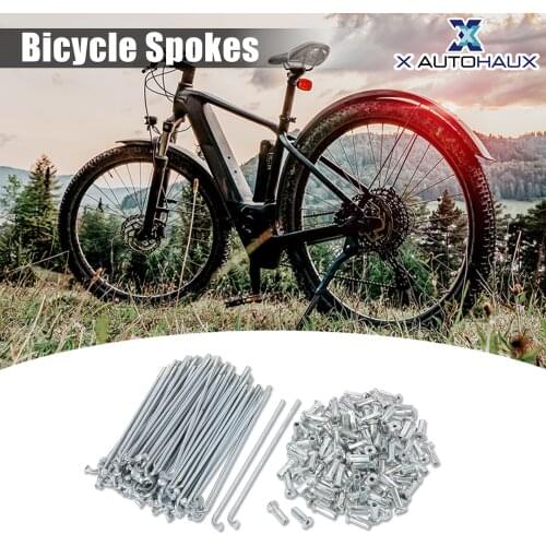 X Autohaux 95pcs 14G J Bend 81mm-252mm Bike Bicycle Spokes with Nipples Steel Silver Tone for MTB Mountain Bike Bicycle Wheel