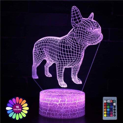 Acrylic Table Lamp 3D Pet Dog USB LED Lights For Home Room Decor Touch Remote Control Night Lights Holiday Birthday Gift
