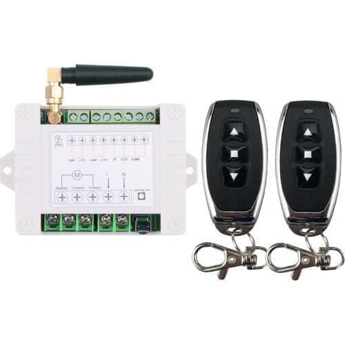 220V 10A 2CH Motor Remote Control Switch Motor Forwards Reverse Up Down Stop Door Window Curtain Wireless TX RX Limited Switch