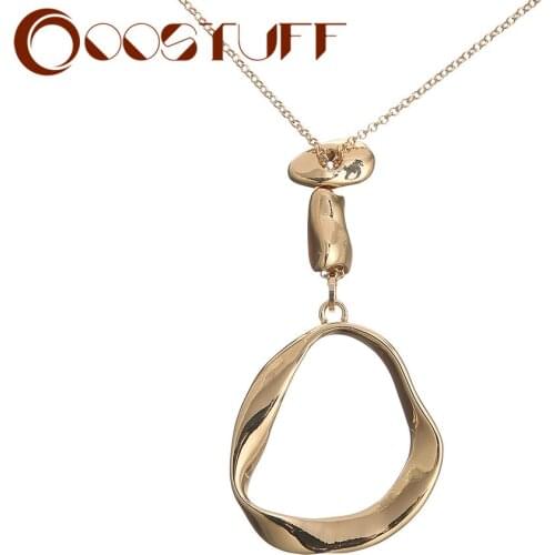 Trend Gold Silver Color Twisted Suspension Pendants Necklace Vintage Decorative Goth Jewelry for Women 2021 Fashion Accessories