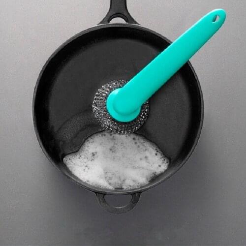 Cleaning Tool Pan Pot Handle Cleaning Brush Magic Stainless Steel Brush Wire Ball Scourer for Kitchen Bathroom Household cleaner