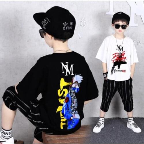 Children Clothing Summer Boys Sport Suits Short Sleeve T-shirt + Striped Pants 2pcs Clothes Sets 2020 New Teens Boys Tracksuits