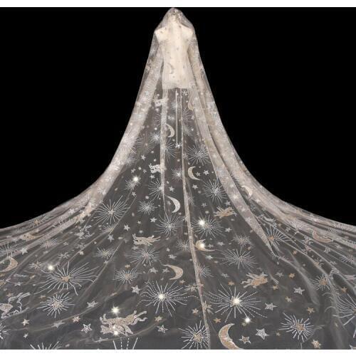 3.5 Meters Full Edge with Lace Bling Sequins one Layers Long Wedding Veil with Comb White Ivory Bridal Veil 2019