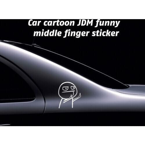 Funny Cartoon Middle Finger Car Sticker Motorcycle Decal for Renault Clio Duster Trafic Megane 3 Logan Sport Chevrolet Lacetti