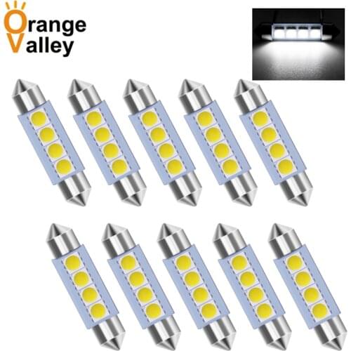 10Pcs Festoon 31 36 39 41 mm LED 3 5050 4 SMD C5W Car Auto Interior Dome Reading Map Door Lights Lamp Bulb DC12V
