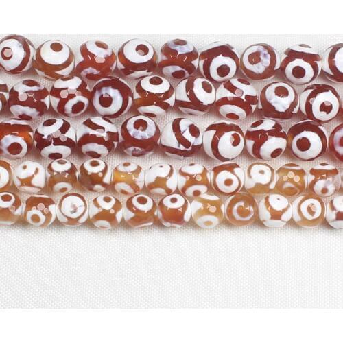 Faceted Red 3eyes 8/10mm Dzi agates Round Beads 14.5"For DIYJewelry making! Mixed wholesale for all items