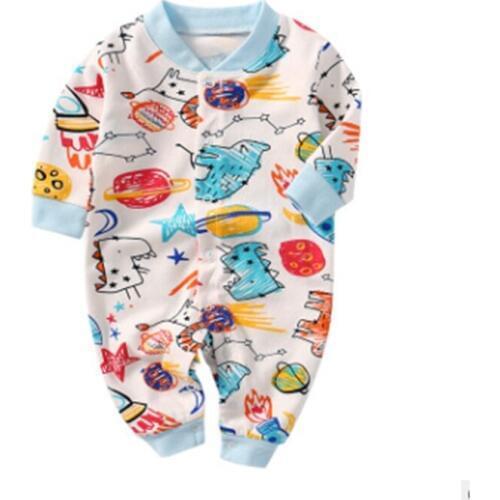Newborn Baby girl cotton spring and autumn baby clothes newborn open chest long sleeves romper new style blue 0-24M