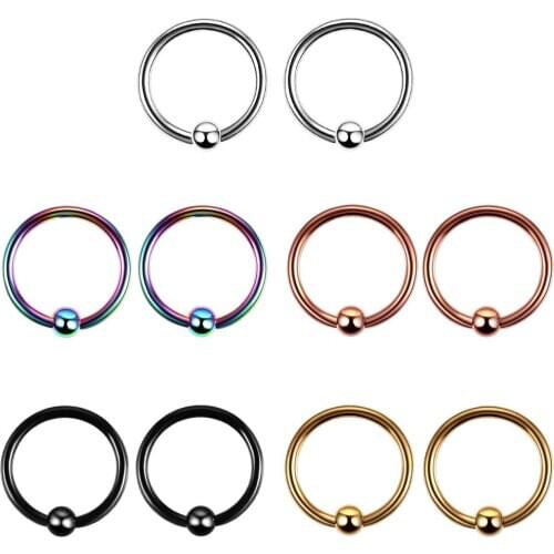 5Pcs Latest Fashion Nose Ring Ring Clamp Ball BCR Multipurpose Ring Eyebrow Lip Ring Body Piercing Jewelry