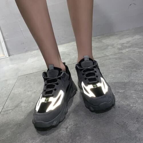 Spring Women Shoes Ladies Fashion Reflective Vulcanized Shoes Mesh Breathable Casual Lace-up Comfortable Walking Sneakers U21-07