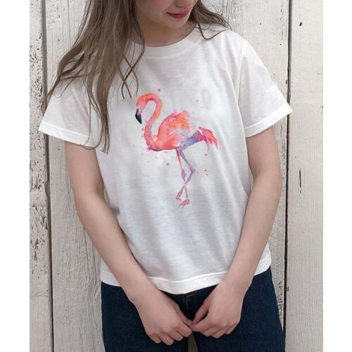 Summer Fun White T-shirt Print of A Flamingo Fashion Cute Short Sleeve Kids Tee Shirt Girls Funny Tops Casual Chidren Shirts