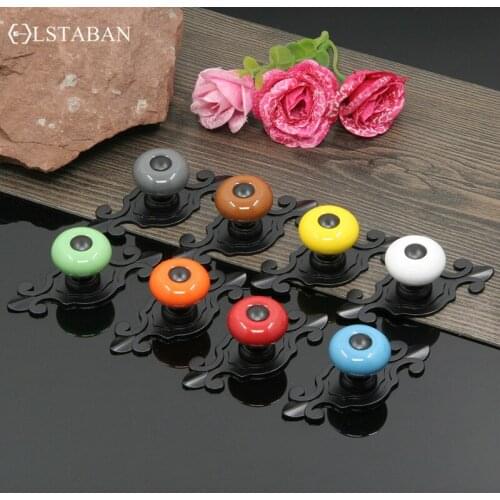 LSTABAN Modern Minimalist Cupboard Bookcase Drawer Shoe Cabinet Round Black And White Cartoon Single Hole Ceramic Handle