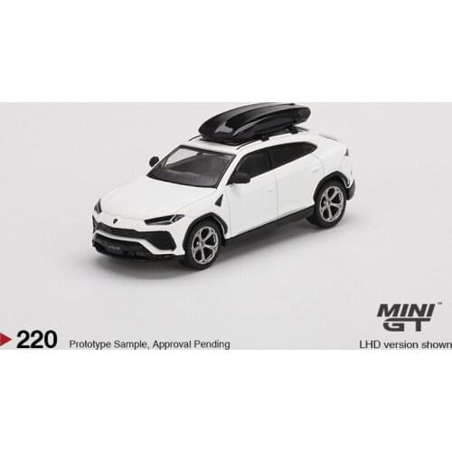 MINI GT 1:64 Lambo Urus Bianco Monocerus Matt w/ Roof Box RHD Diecast Model Car