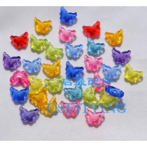Mix Color Transparent Acrylic Beads Cartoon Butterfly Bead in Beads Jewelry Making Accessories Earring Making Findings 100pcs