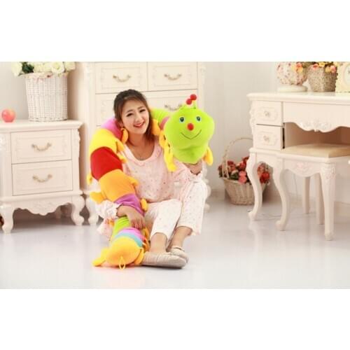 Cartoon colourful caterpillar soft plush toy throw pillow birthday gift w5325