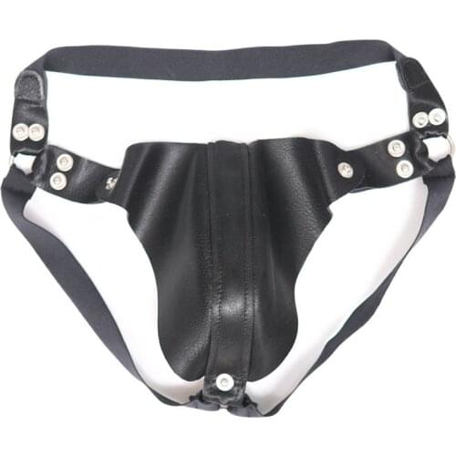 Men Imitation Leather PU Panties Bind Belt Small Briefs Macho T Crotch Ring Buckle Combination Gay Underwear Gladiator G-String