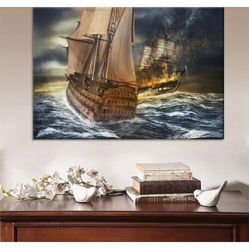 5D DIY Diamond Painting Ships Sea Storm Battle Scene Mosaic Picture Of Rhinestones Embroidery beads Cross Stitch kit G734
