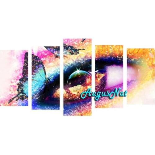 Multi-picture combination diamond painting set 5d diy full drill diamond stickers wall art eye scenery rhinestone pasted gift
