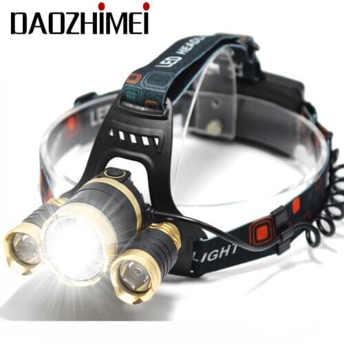 8000 lumen XML T6 3T6 waterproof Headlamp Adjust focus Zoom Headlamp Rechargeable Led Headlight Outdoor for Camping light