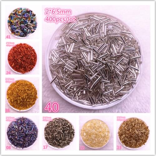 Wholesale 400pcs/lot 2*6.5mm Charm Cylindrical Glass Bugle Spacer Beads for Jewelry Making DIY Handmade Finding