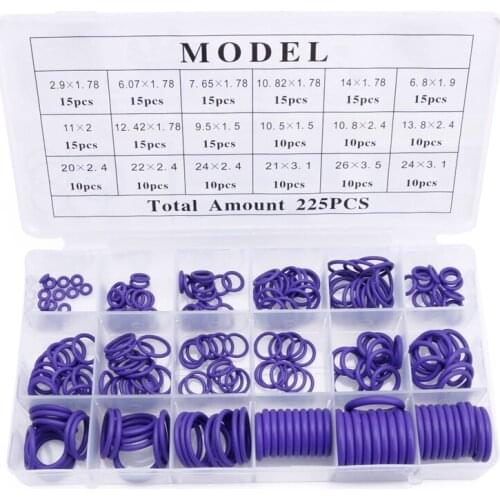 T3ED New 225x Seal O-ring R22 R134a Air Conditioning O-Ring Rubber Washer Assortment