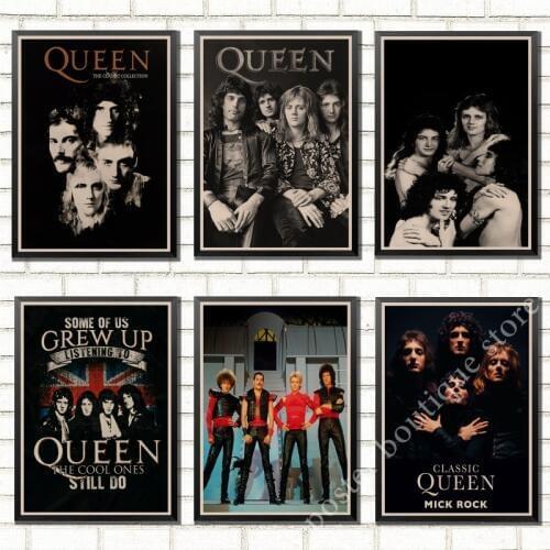 Queen Band Music Kraft Paper Poster Freddie Mercury,Brian May Vintage High Quality Drawing core Decorative Painting Wall Sticker