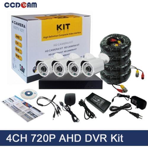CCDCAM CCTV System 4CH 720P AHD DVR Kit Security 1MP AHD Camera Outdoor with 4CH 720P AHD DVR