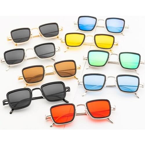Zilead Vintage Fashion Sunglasses Thick Metal Square Frame UV-Proof Colored Sunglasses Eye-Protecting Outdoor Adult Sunglasses