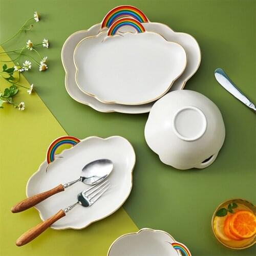 Salad Service Plate Creative Novelty Breakfast Girl Heart Delicate Cloud Shape PersonalityA Design Platos Irregular