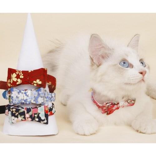 Japanese Hefeng cat collar three dimensional bow pet cat accessories adjustable cat collar pet scarf travel Necklace decoration
