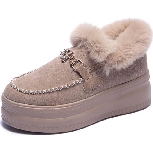 Genuine Leather Snow Boots Women Winter Warm Sneakers Platform 2020 Slip On Chunky Ankle Shoes Winter Boots for Women