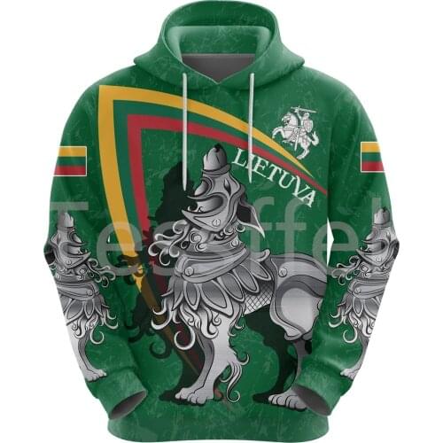 Tessffel Country Emblem Flag Lithuania Retro Tattoo Autumn Pullover Men/Women Harajuku Jacket 3Dprint Streetwear Zip Hoodies B-1