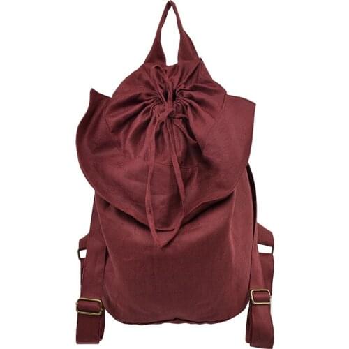 Womens Ruffel Backpack Elegant Flounced Design Cloth Drawstring Bag Casual Backpack