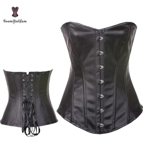 Metal Busk Closure Steam Punk WomenS Plus Size Underwear Gothic Corselet Faux Leather Corsets And Bustiers Body Shapwear Top