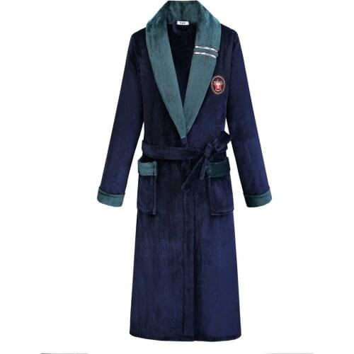 Winter Warm Women Sleepwear Thick Flannel Robe Kimono Bathrobe Gown Couple Coral Fleece Nightwear Nightgown Plus Size Homewear
