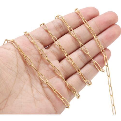 4mm*12mm Golden Stainless Steel Cable Chain Link in Bulk for Necklace Jewelry Accessories DIY Making