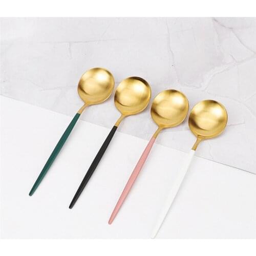 Spoon Matte 1pcs Stainless Steel Cutlery Set Dinner Spoon Luxury Flatware Tableware Sets Home Spoon Dinnerware Set Eco Friendly