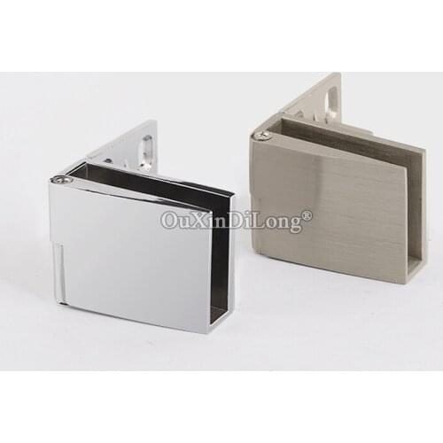 Brand New 2Pairs Zinc Alloy Glass Clamps Cupboard Display Wine Cabinet Hinges No Drilling for 3~5mm Glass