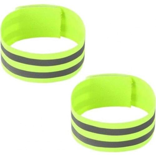 2Pcs Self-Adhesive Durable Reflective Bands Lightweight Magic Stickers Fastener Tapes Safety Leg Straps Strips for Bike Bicycle
