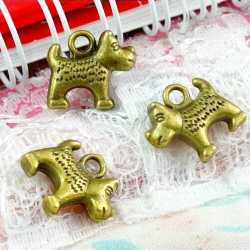 40pcs Charms Dog 14*12.6MM Antique Bronze Plated Pendants DIY Crafts Making Findings Handmade Jewelry accessories