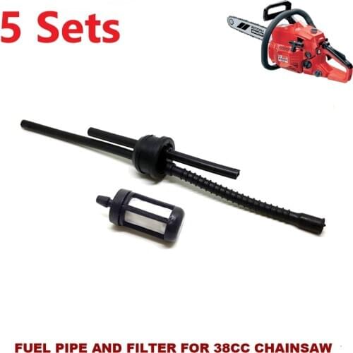 5 Sets Fuel Tank Tube Pipe Hose Assy & Fuel Filter Fit Chinese 38CC 41CC 3800 4100 Komatsu ZENOAH G3800 G4100 Gasoline Chainsaw