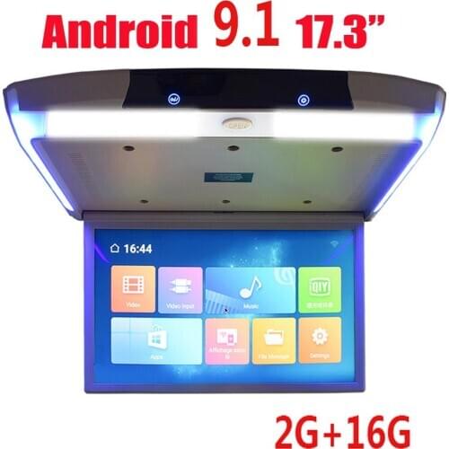17.3 Inch Android 9.1 Car Roof Mount Monitor Ceiling HD 1080P Video Player With IPS Screen WIFI/HDMI/USB/SD/FM/Bluetooth/Speake