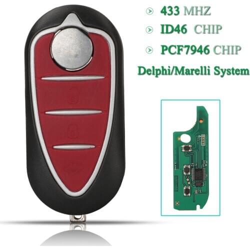Bilchave 3Button 433Mhz Folding Remote Car Key Fob For Alfa Romeo Mito GTA Giulietta ID46 PCF7946 Chip Key Delphi/Marelli System